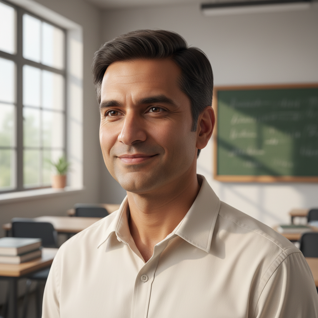 AI-generated illustrative portrait for Rajesh Iyer, Secondary Mathematics HOD